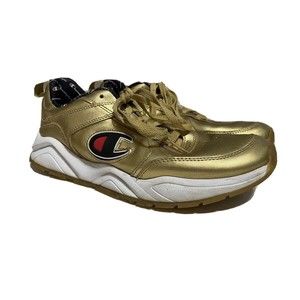 Champion 93Eighteen Metallic/Gold Leather Sneaker Shoes Sz 10 Nice USA‎ Rare